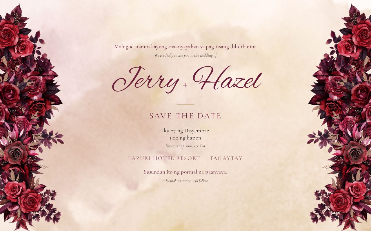 Preview of The website for Jerry and Hazel's wedding.