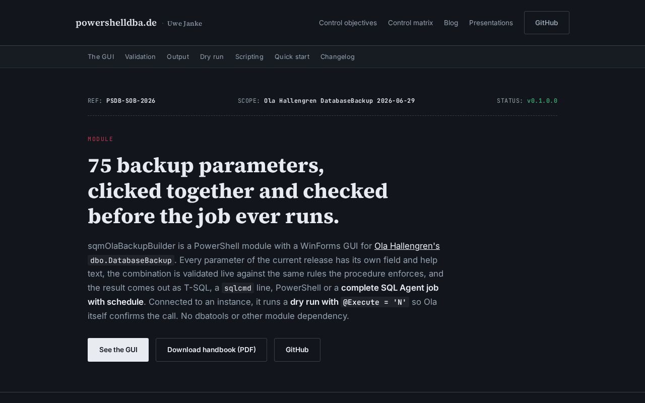 Preview of SqmOlaBackupBuilder