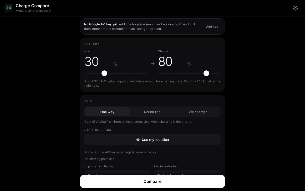 Preview of Tesla Charge Compare