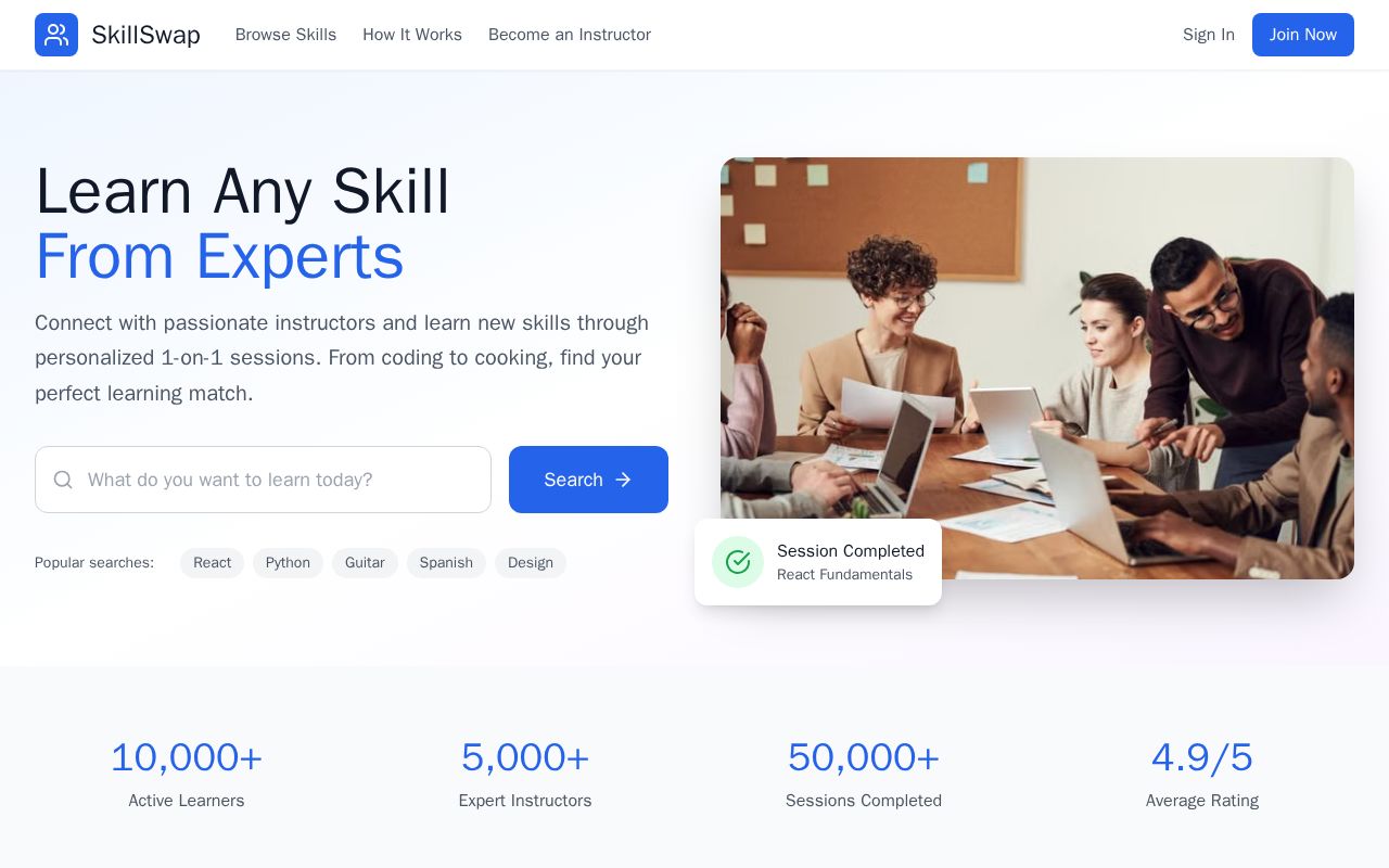 Preview of ⚡ SkillSwap – Peer Learning Marketplace