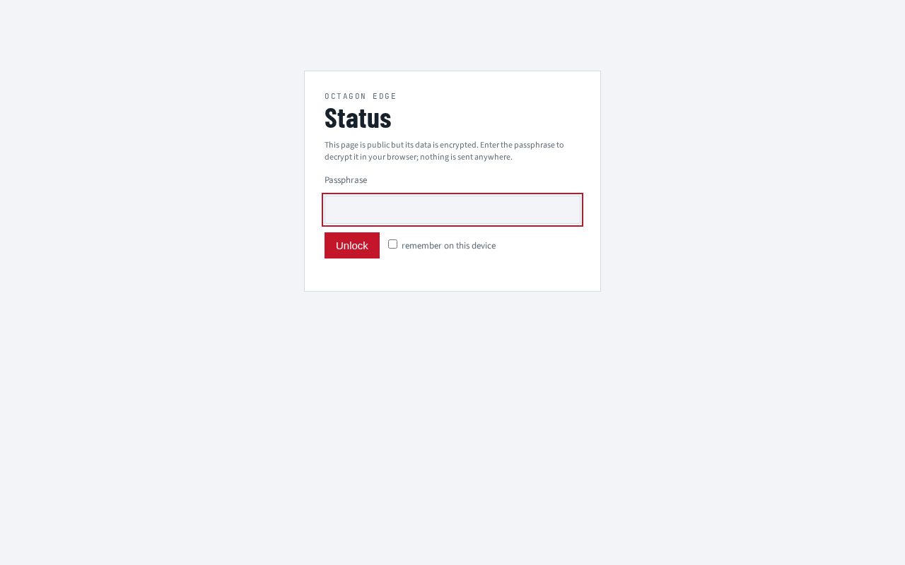 Preview of Octagon Edge live status (encrypted)