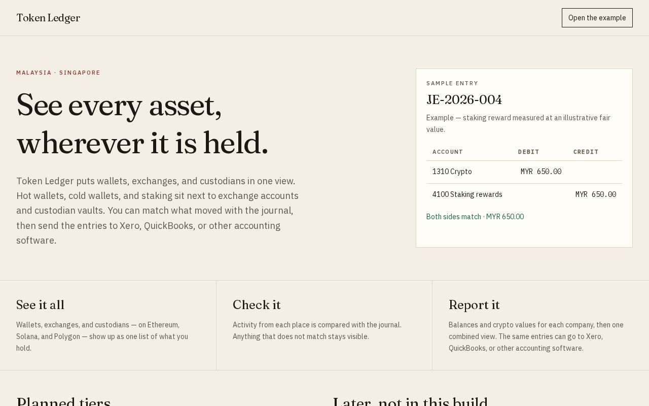 Preview of Token Ledger