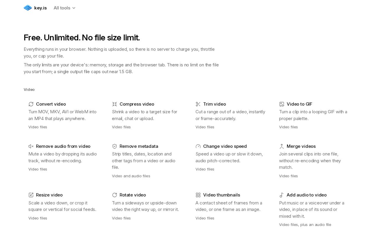 Preview of Key Is Unlimited Free Tools