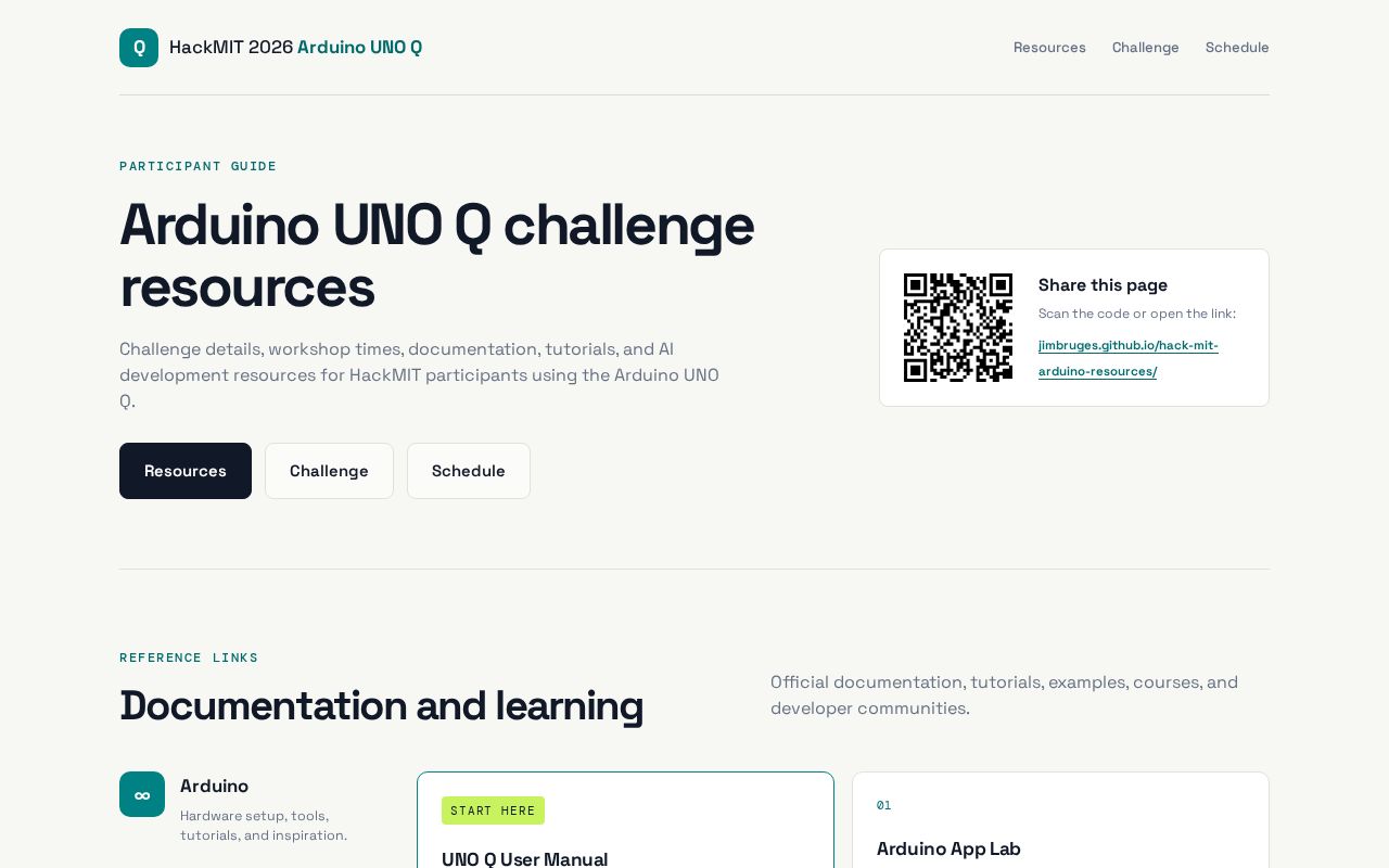 Preview of Resources to help HackMIT 2026 participants with the Arduino challenge!