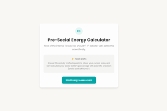 Preview of Pre-Social Energy Calculator