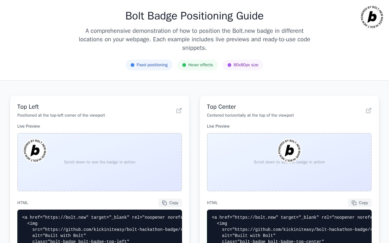 Preview of Bolt Badge Positioning Guide
