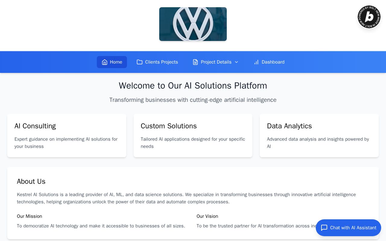 Preview of Kestrel AI Solutions Project Management System