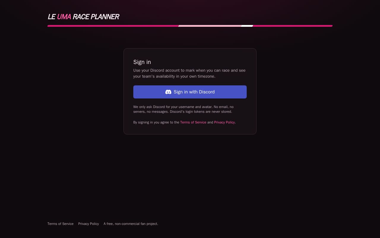 Preview of Le Uma Race Planner