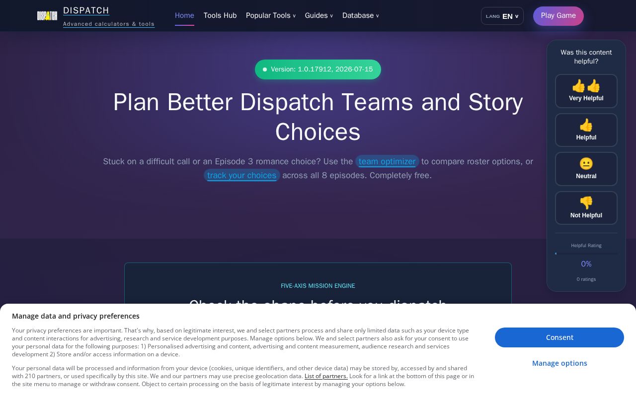 Preview of Dispatch Calculator