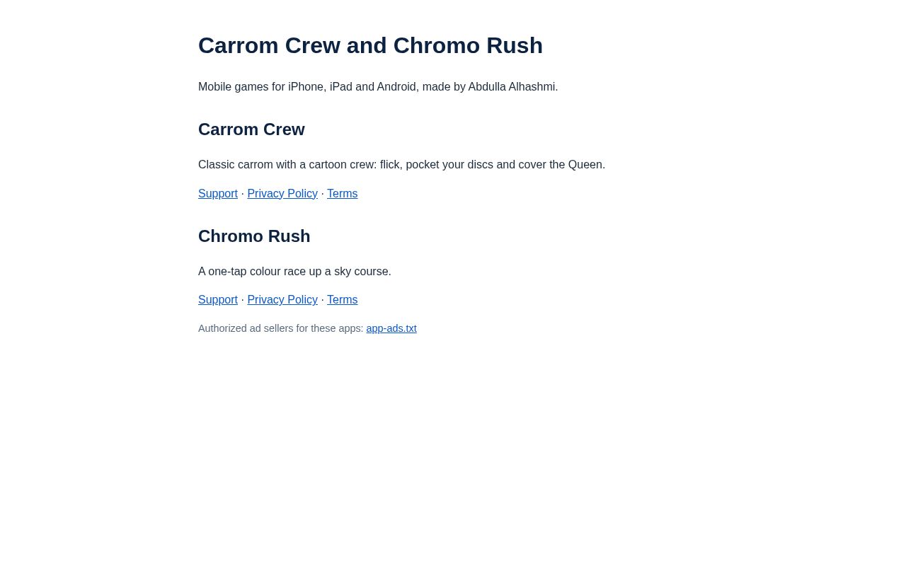 Preview of Carrom Crew and Chromo Rush