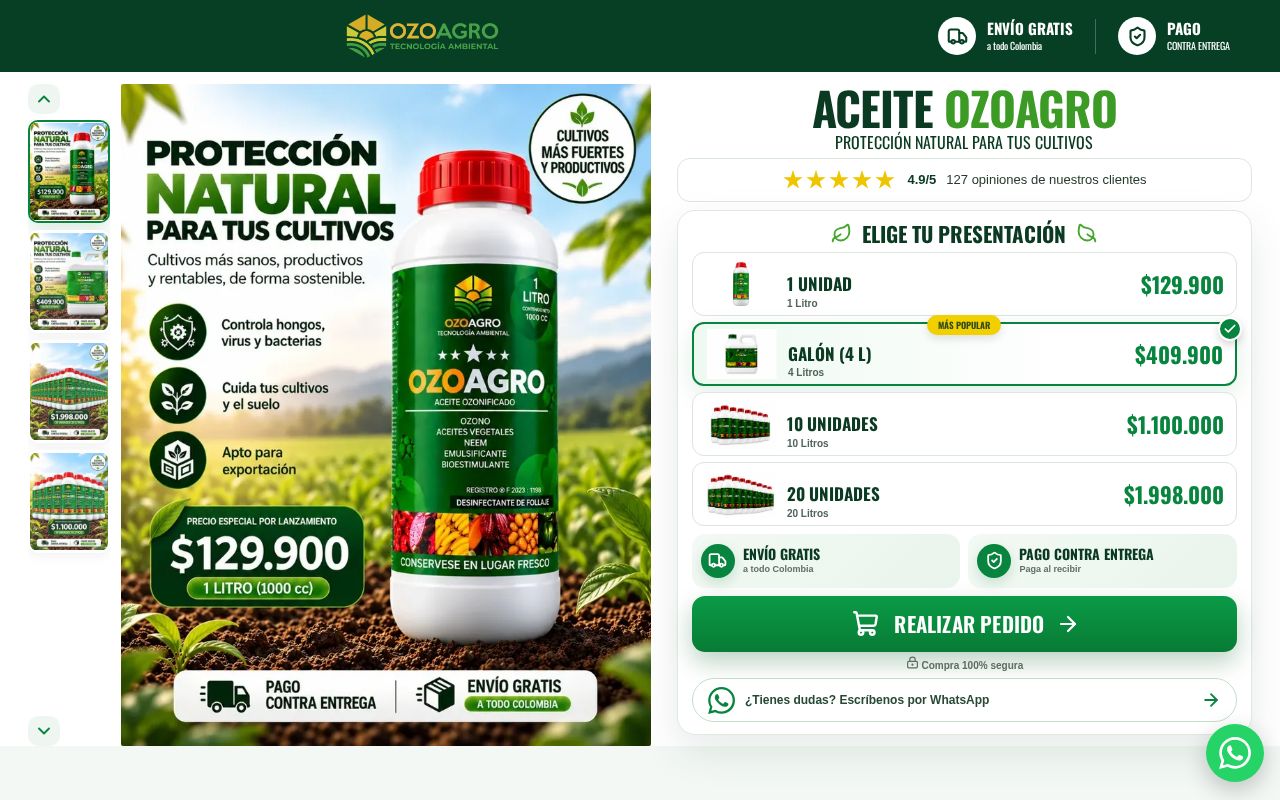 Preview of Landing page OZOAGRO - Bioinsecticida ecologico