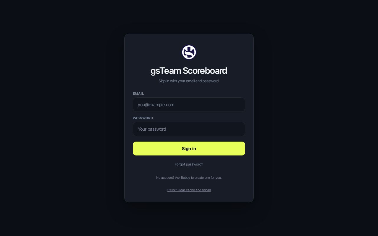 Preview of gsTeam Scoreboard