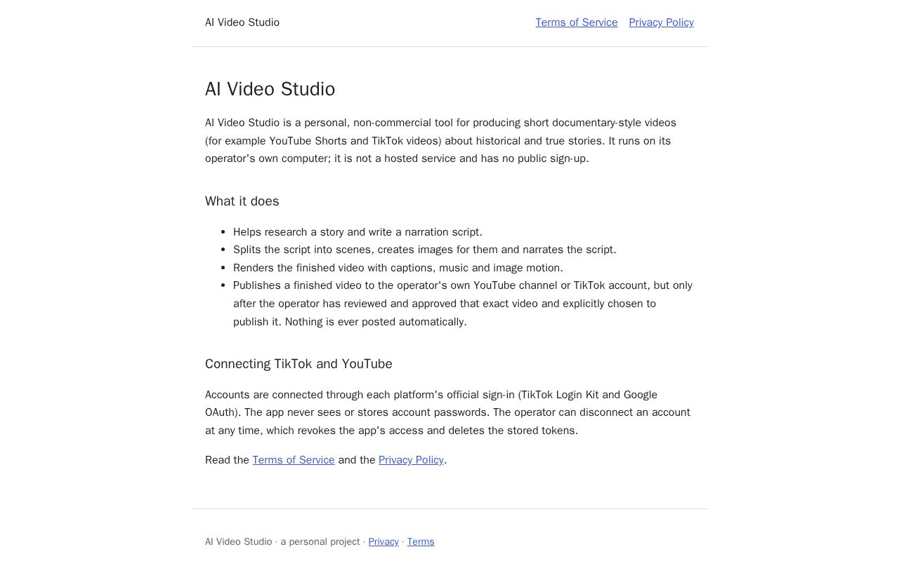 Preview of AI Video Studio
