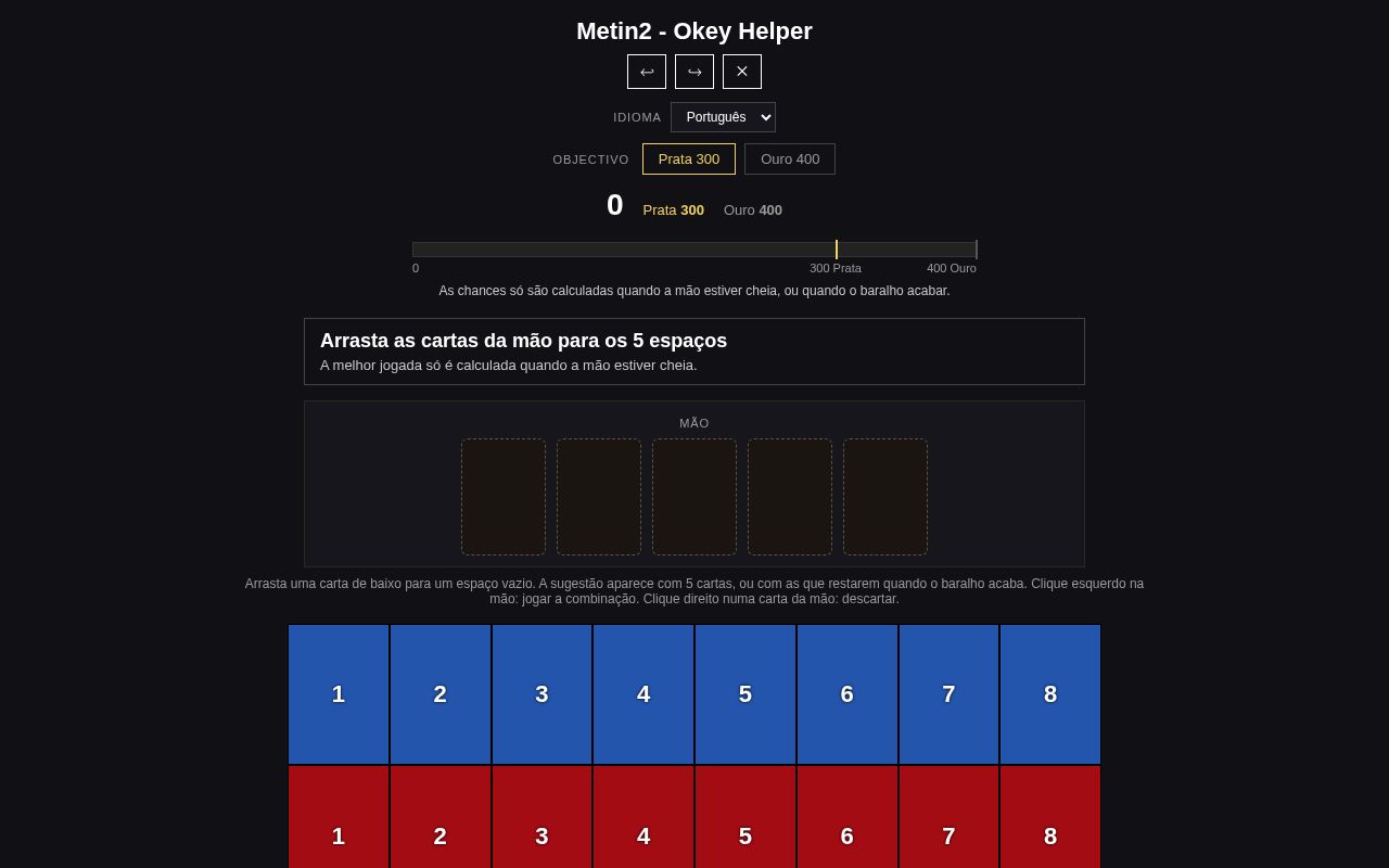 Preview of Metin2 Okey helper with simulated move recommendations
