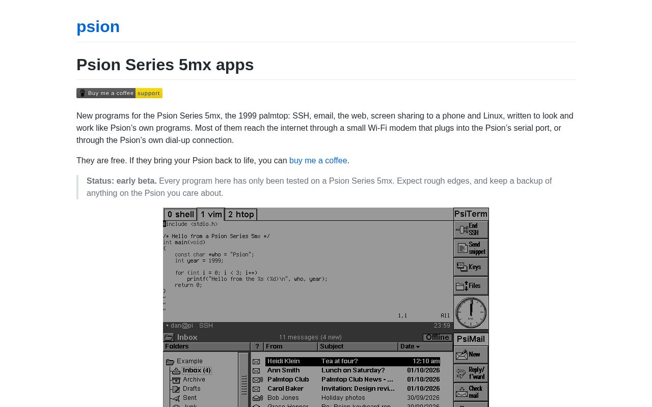 Preview of Psion Series 5mx apps