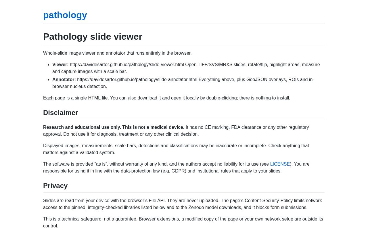 Preview of Pathology slide viewer