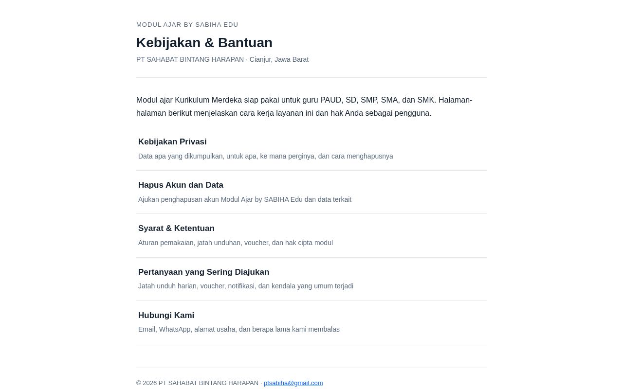 Preview of Kebijakan & Bantuan