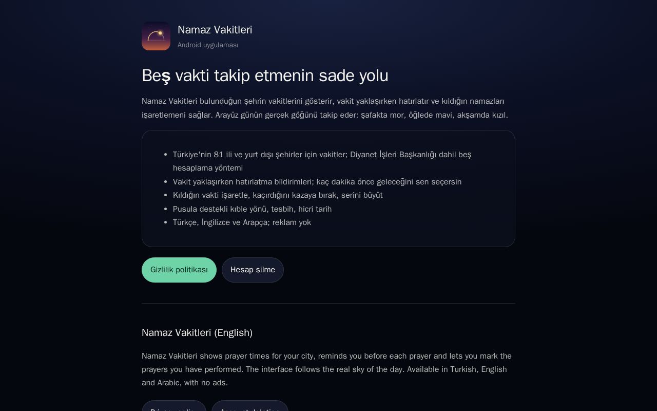 Preview of Namaz Vakitleri