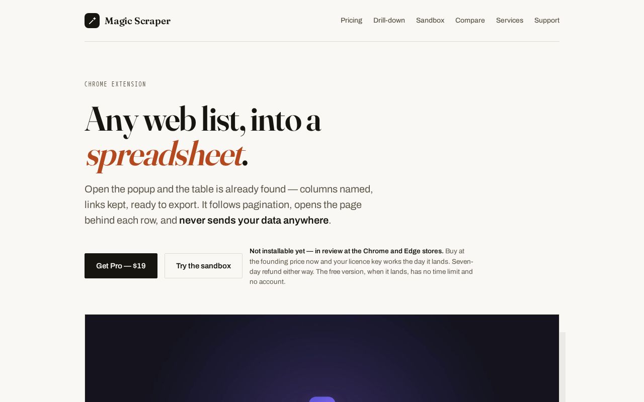 Preview of Magic Scraper Site