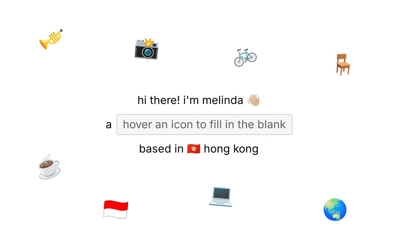 Preview of Personal hover-and-reveal intro page (from Figma)