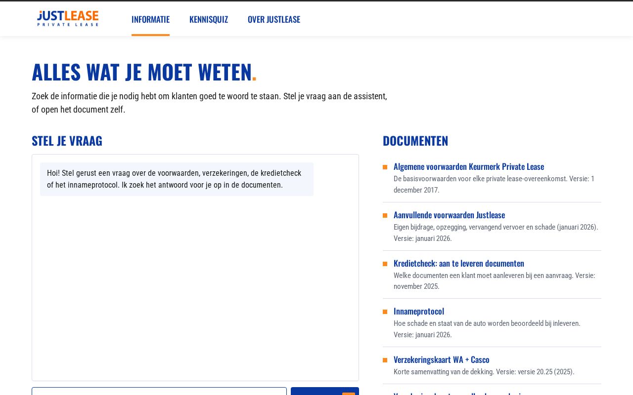 Preview of Justlease Onboarding Assistent