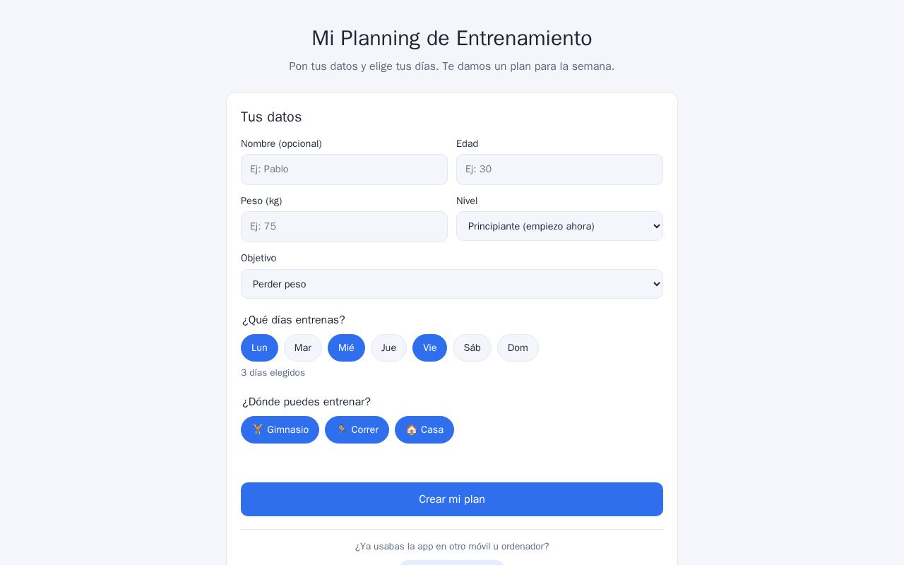 Preview of Planning Entrenamiento