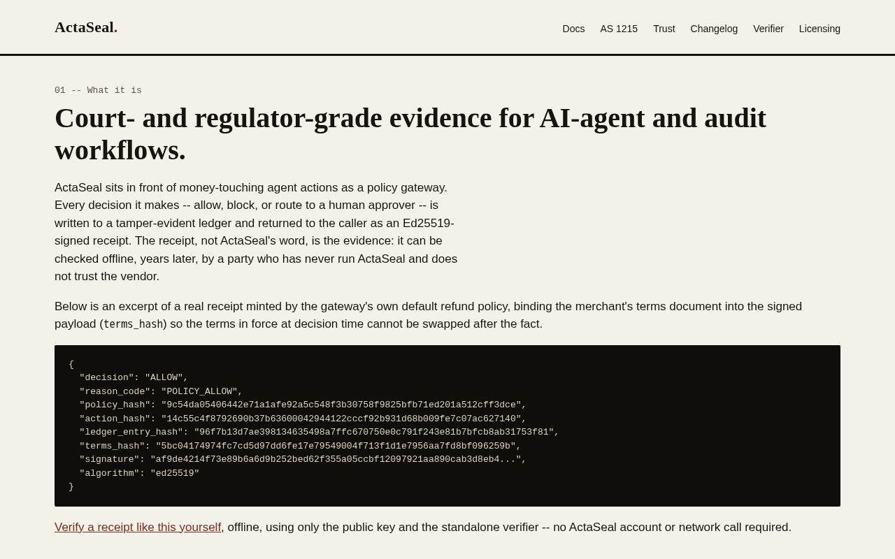 Preview of Actaseal Site