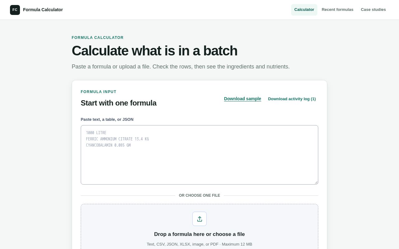 Preview of Formula Calculator