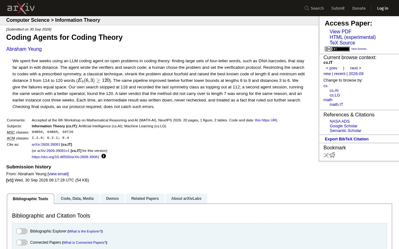 Preview of Coding Agents Coding Theory