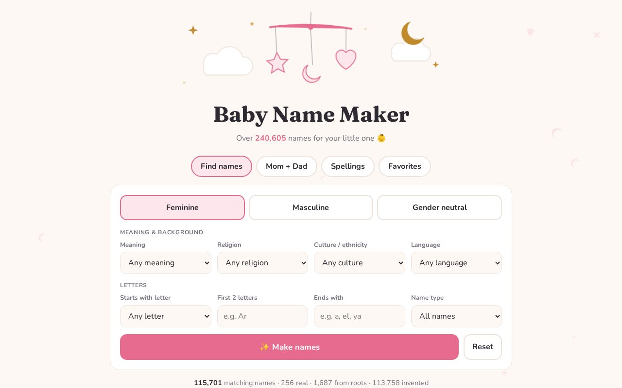 Preview of Baby Name Maker