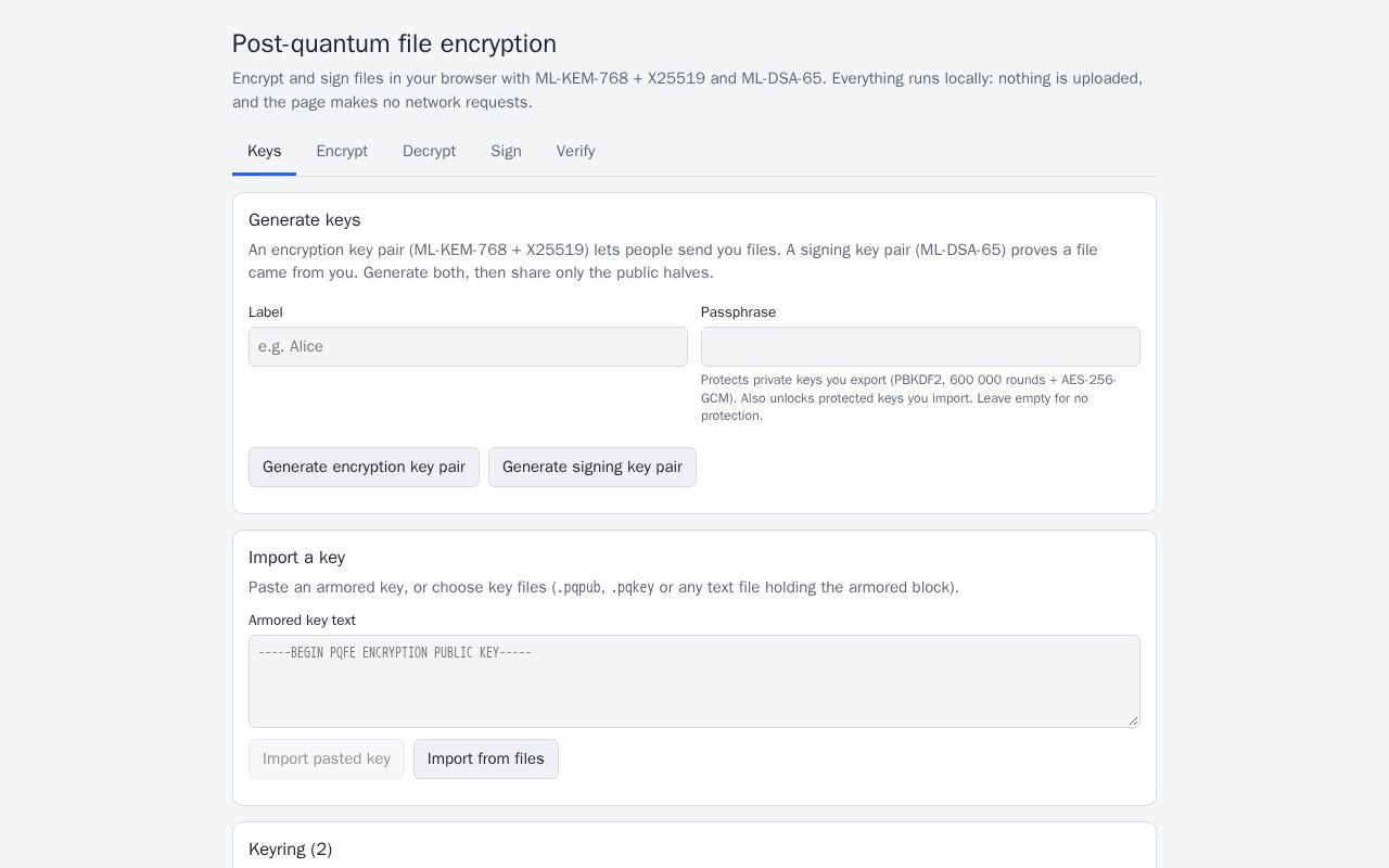 Preview of Post Quantum File Encryption