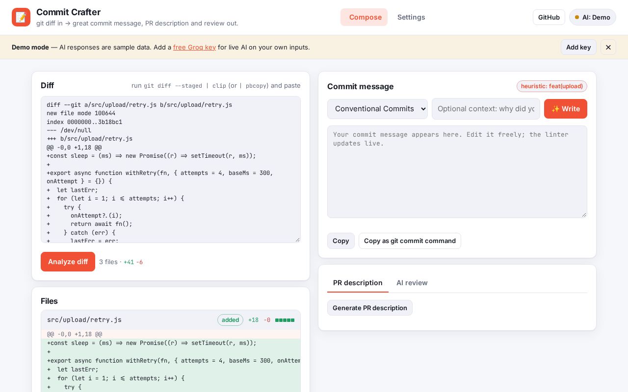 Preview of Commit Message Generator