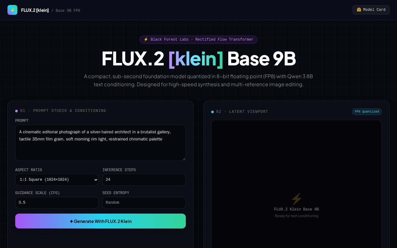 Preview of FLUX.2 Klein Base 9B FP8 Studio