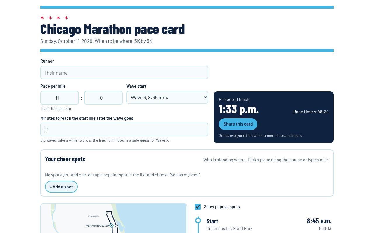 Preview of Marathon Pace Card