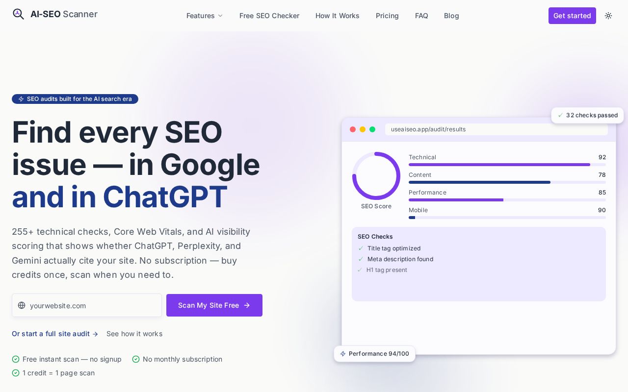 Preview of AI SEO Scanner