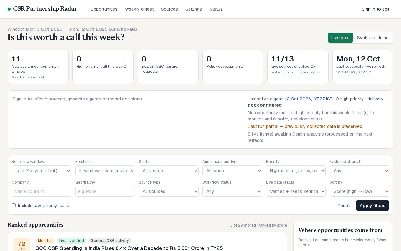 Preview of Csr Partnership Radar