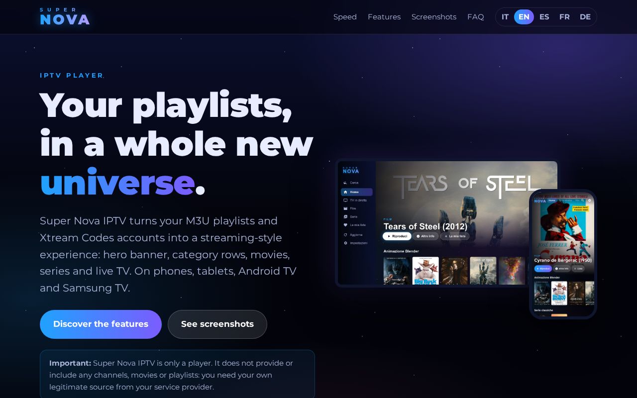 Preview of Supernova Website