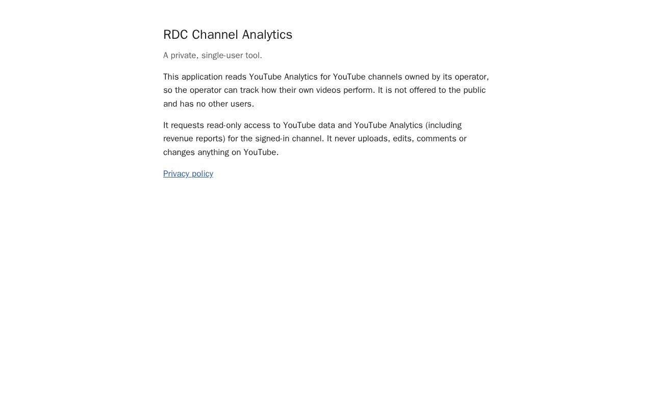 Preview of RDC Channel Analytics