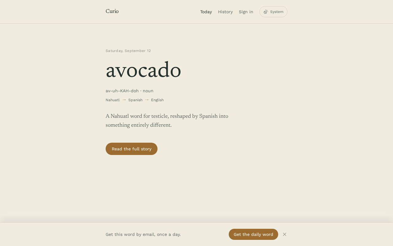 Preview of One word, one story, every day — a daily etymology app (Next.js)