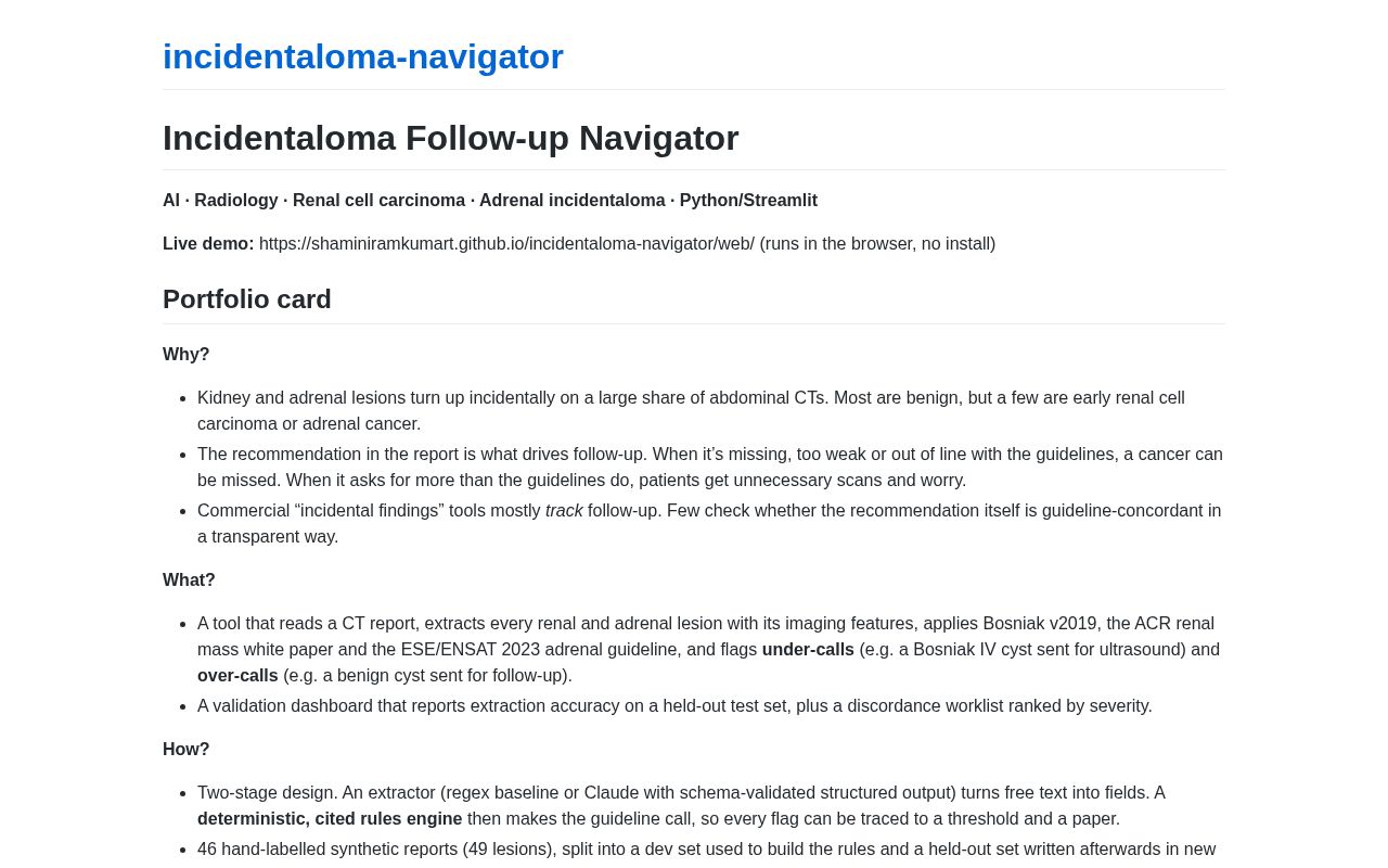 Preview of Incidentaloma Navigator