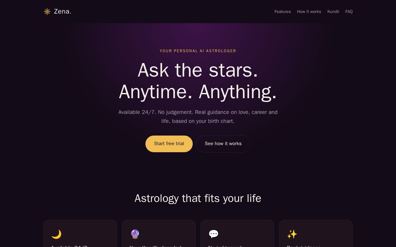 Preview of Zenaastro Website
