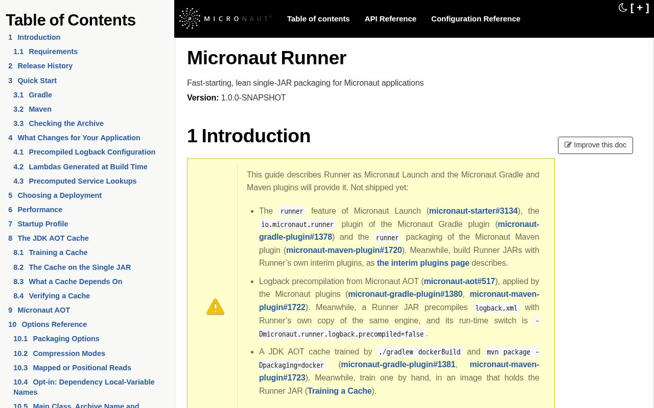 Preview of Micronaut Runner