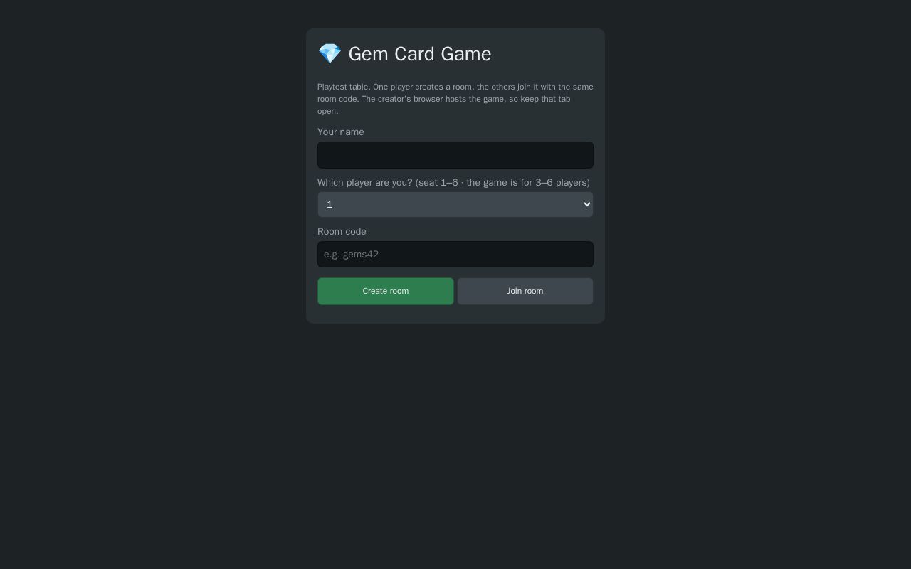 Preview of Gem Card Game