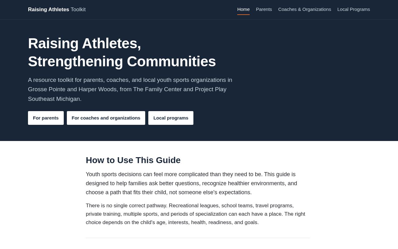 Preview of Raising Athletes Toolkit