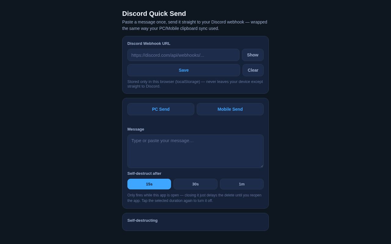 Preview of Discord Quick Send