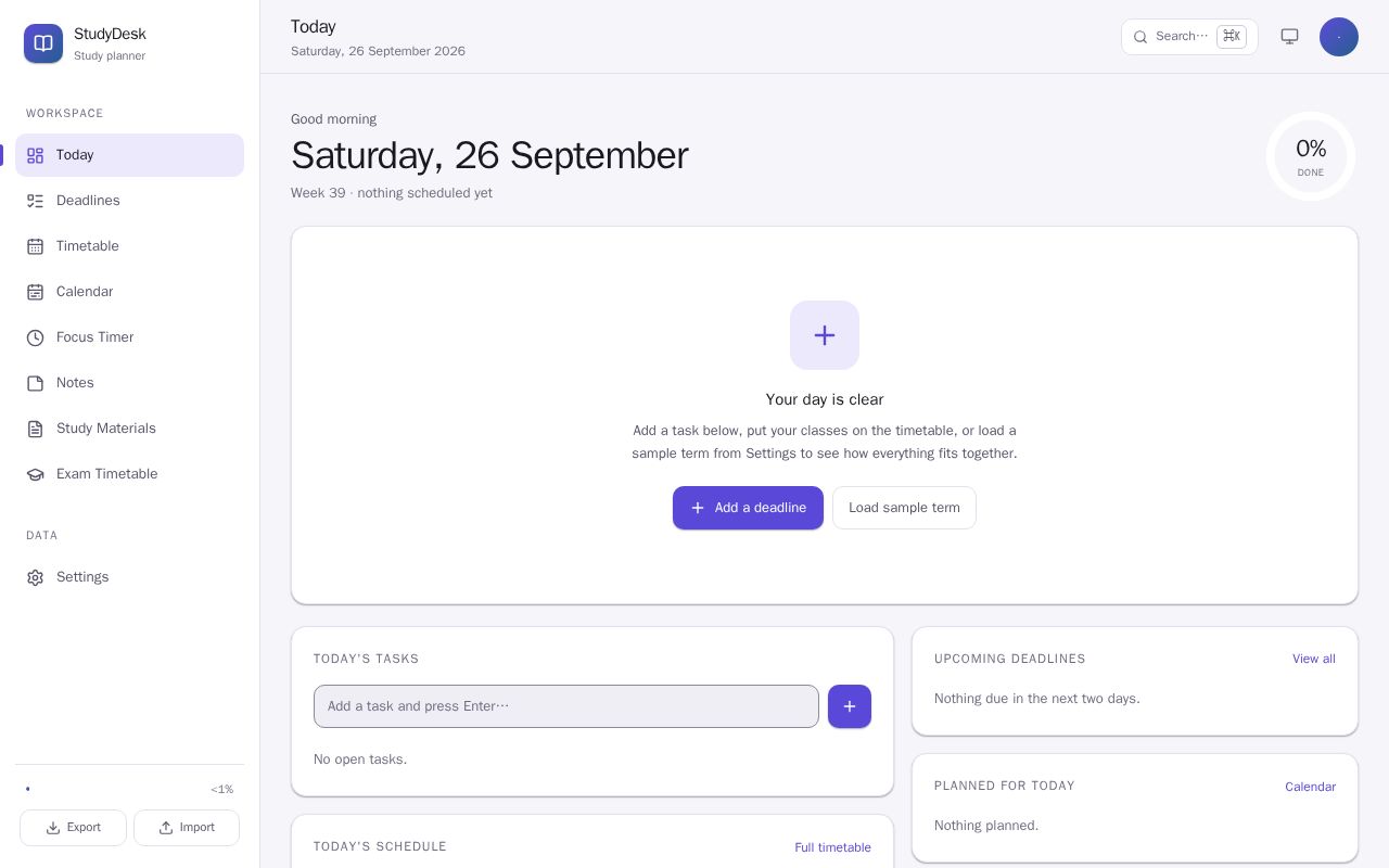 Preview of StudyDesk