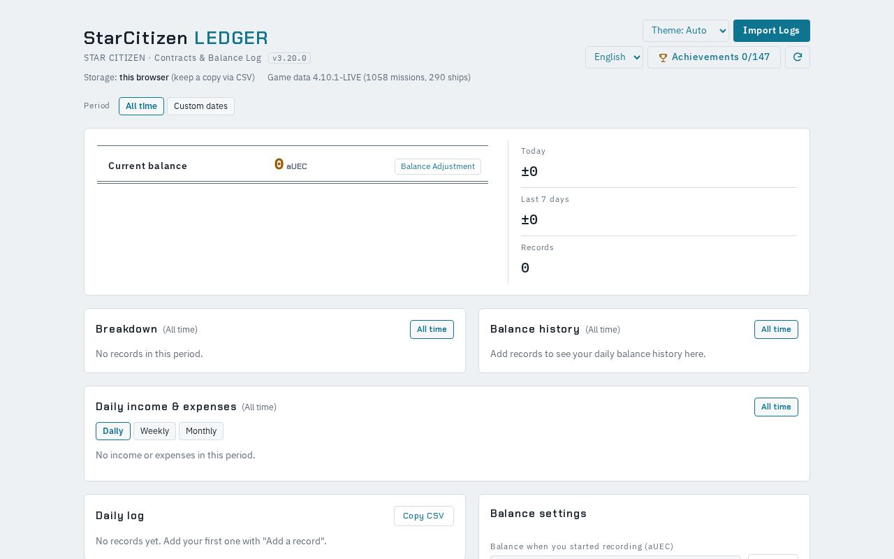 Preview of StarCitizen LEDGER