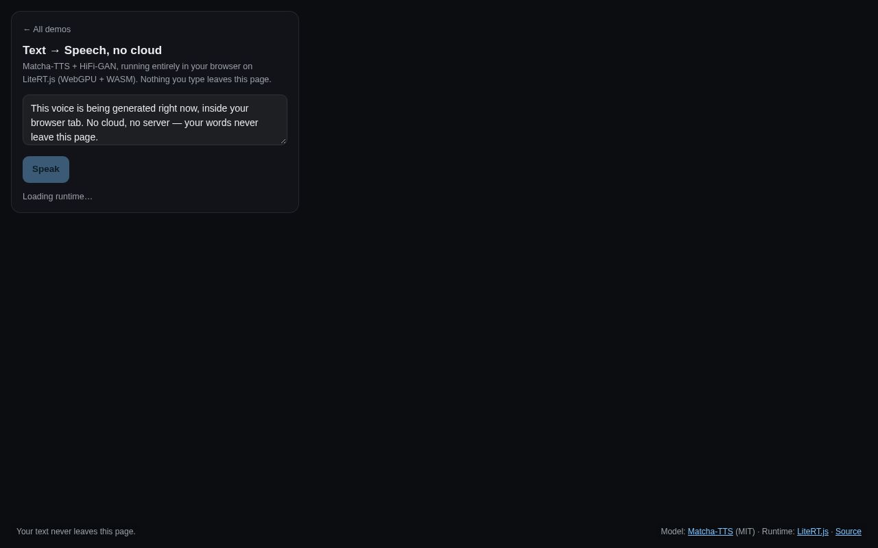 Preview of Matcha-TTS Text to Speech