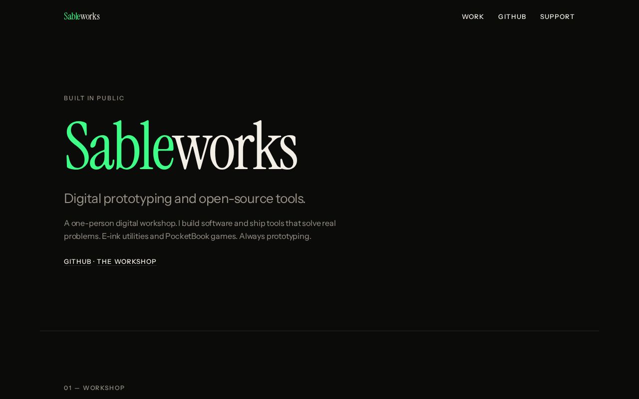 Preview of Sableworks website