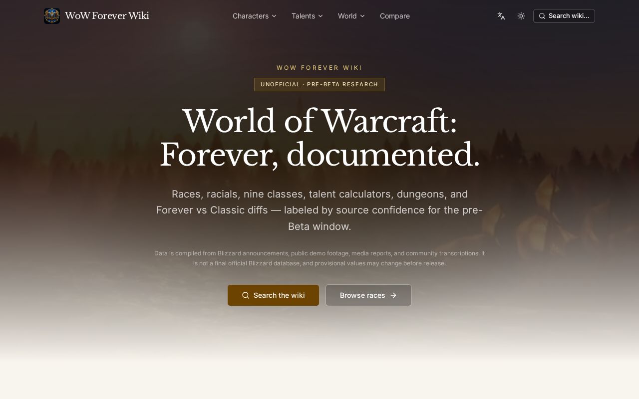 Preview of Wow Forever Wiki